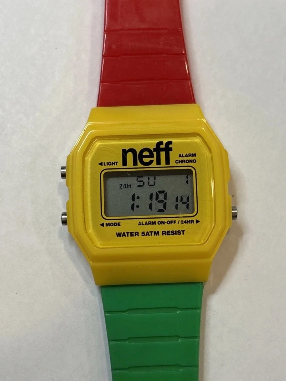 Neff Flava Digital Watch Rasta Colors New Battery Silicone Band Works